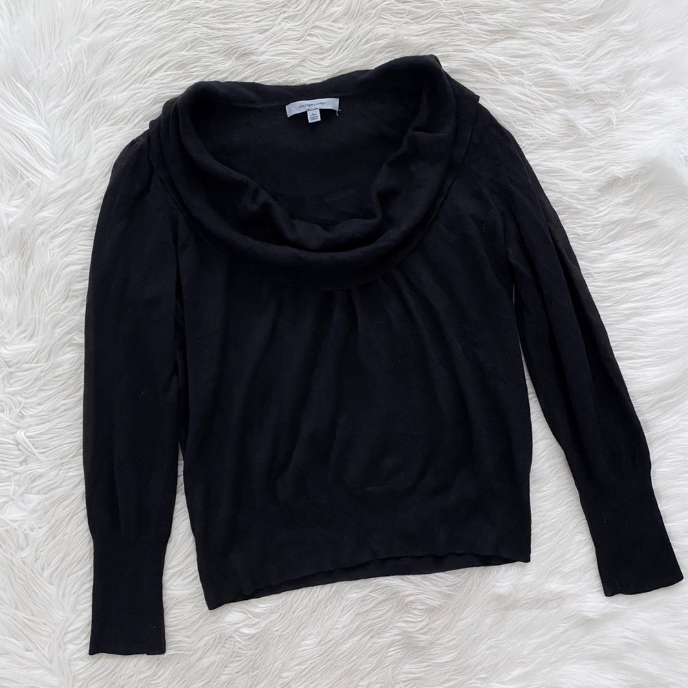 Classiques Entier Black Silk Cashmere Blend Knit Cowl Neck Sweater Petite